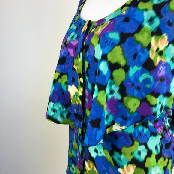 Cynthia Steffe Watercolor Tank Ruffle Shirt | Extra Small - Picture 6 of 8